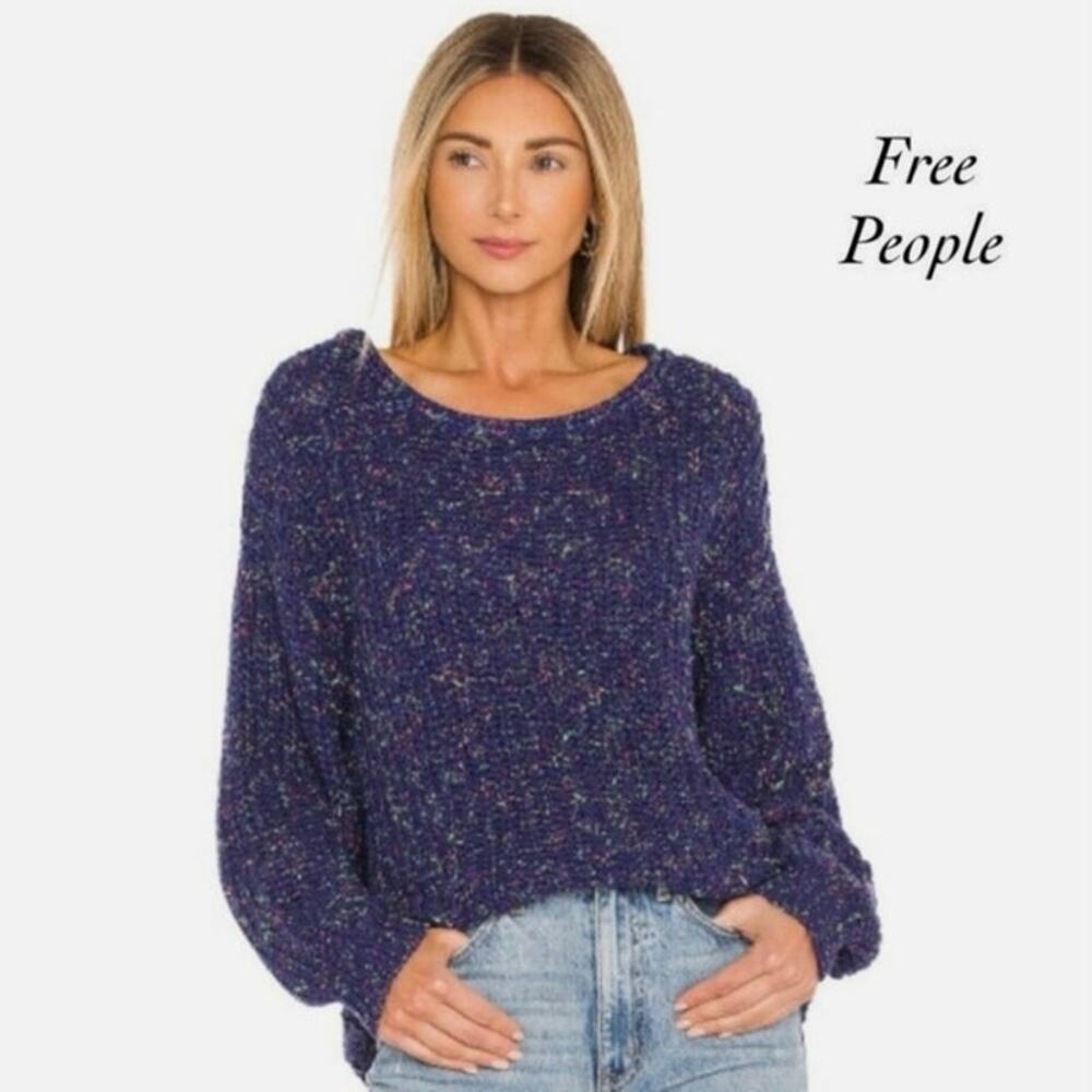 Free people neon confetti, pullover sweater women’s size small ￼